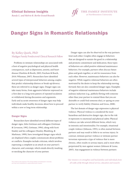 Danger Signs in Romantic Relationships