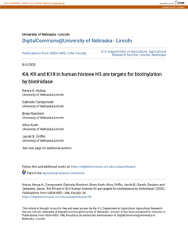 K4, K9 and K18 in Human Histone H3 Are Targets for Biotinylation by Biotinidase