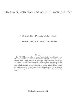 Black Holes, Wormholes, and Ads/CFT Correspondence