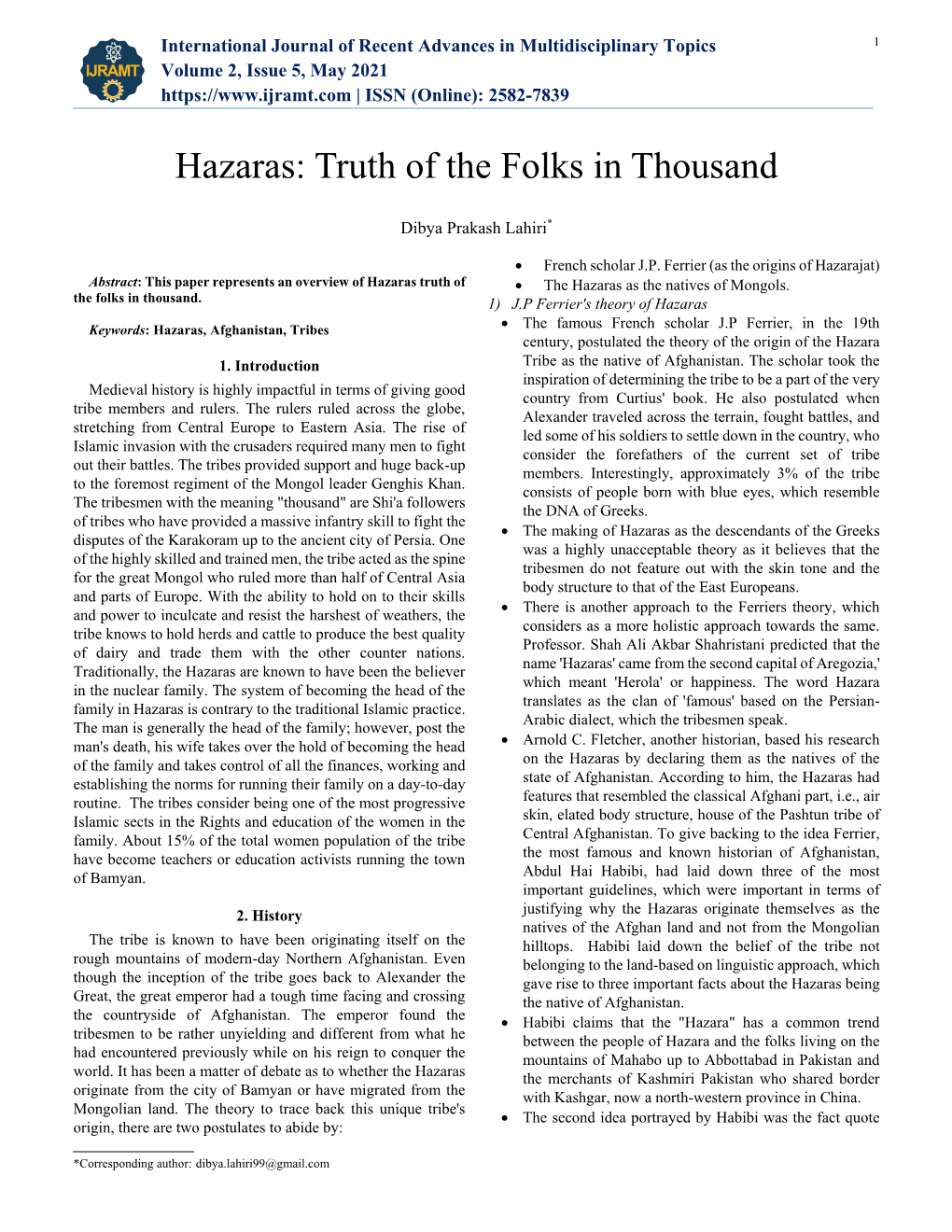 Hazaras: Truth of the Folks in Thousand