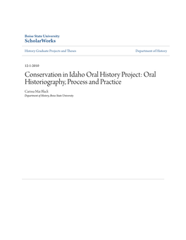 Conservation in Idaho Oral History Project