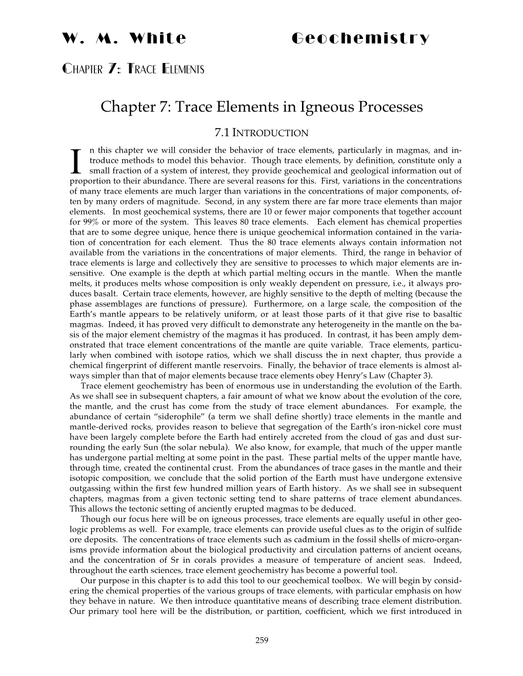 WM White Geochemistry Chapter 7: Trace Elements