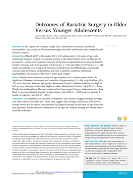 Outcomes of Bariatric Surgery in Older Versus Younger Adolescents Sarah B