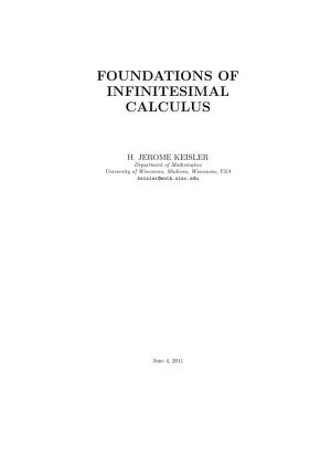 H. Jerome Keisler : Foundations of Infinitesimal Calculus