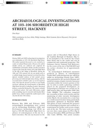 Archaeological Investigations at 103—106 Shoreditch High Street, Hackney