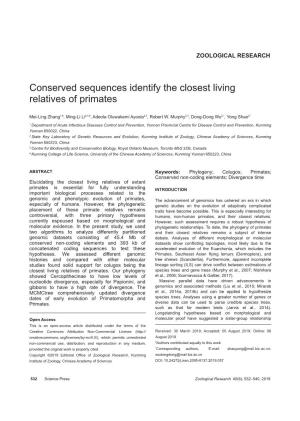 Conserved Sequences Identify the Closest Living Relatives of Primates