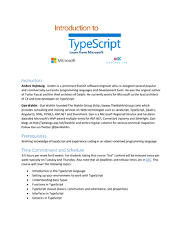 Instructors Prerequisites Time Commitment and Schedule
