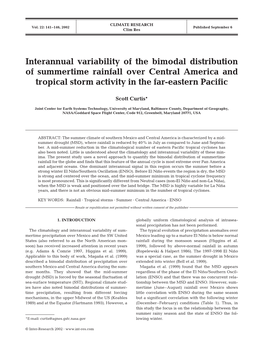 Interannual Variability of the Bimodal Distribution of Summertime Rainfall Over Central America and Tropical Storm Activity in the Far-Eastern Pacific