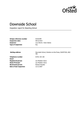 Downside School Inspection Report for Boarding School