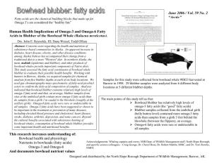 Human Health Implications of Omega-3 and Omega-6 Fatty Acids in Blubber of the Bowhead Whale (Balaena Mysticetus)