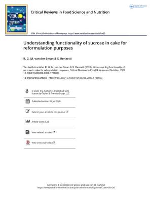 Understanding Functionality of Sucrose in Cake for Reformulation Purposes