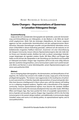 Game Changers – Representations of Queerness in Canadian Videogame Design