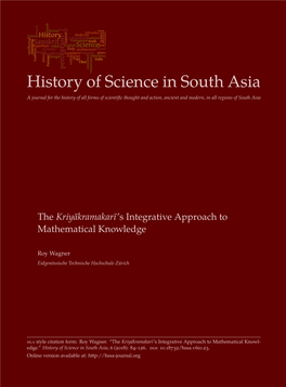 The Kriyākramakarī's Integrative Approach to Mathematical Knowledge