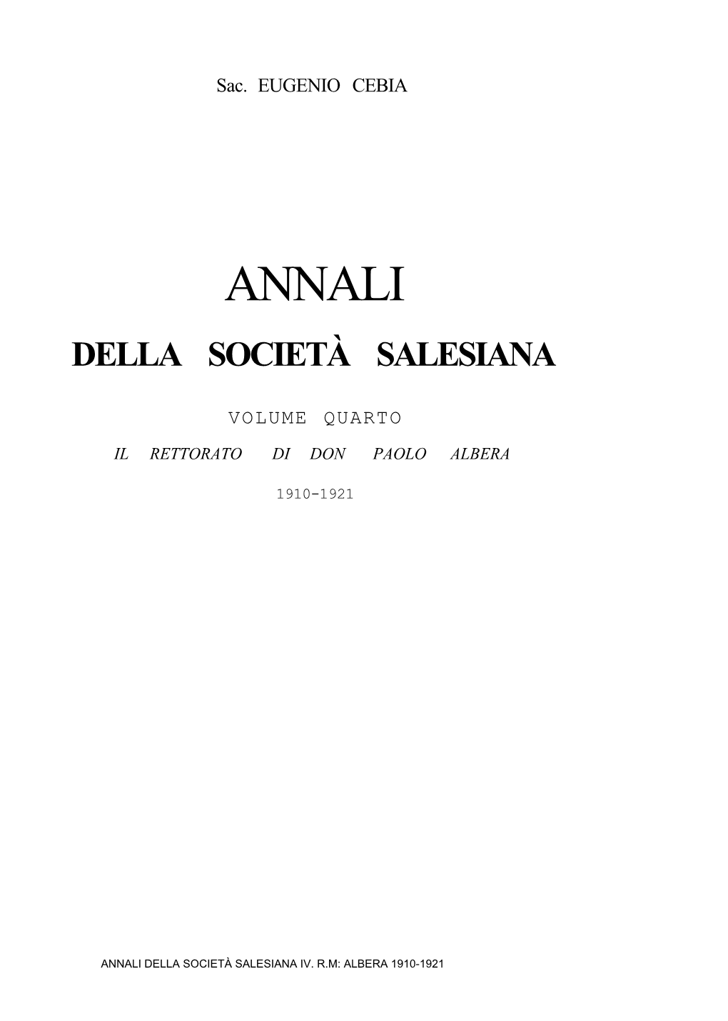 Annali Della Società Salesiana