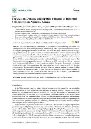 Population Density and Spatial Patterns of Informal Settlements in Nairobi, Kenya