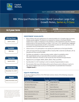 RBC Principal Protected Green Bond Canadian Large Cap Growth Notes, Series 4, F-Class