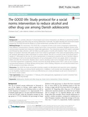 The GOOD Life: Study Protocol for a Social Norms Intervention to Reduce