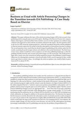Business As Usual with Article Processing Charges in the Transition Towards OA Publishing: a Case Study Based on Elsevier