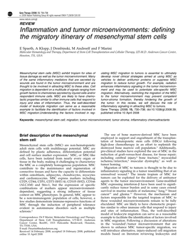 Defining the Migratory Itinerary of Mesenchymal Stem Cells
