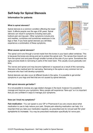 Self-Help for Spinal Stenosis Information for Patients
