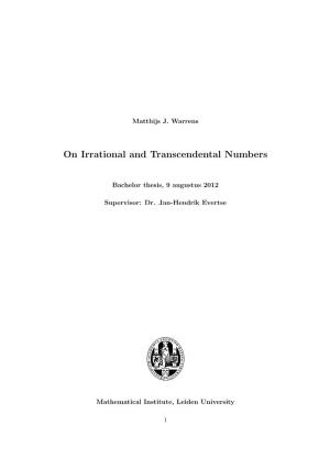 On Irrational and Transcendental Numbers