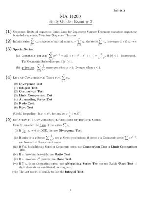 MA 16200 Study Guide - Exam # 3
