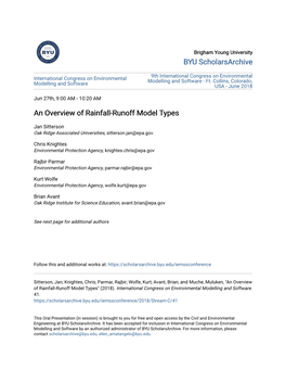 An Overview of Rainfall-Runoff Model Types