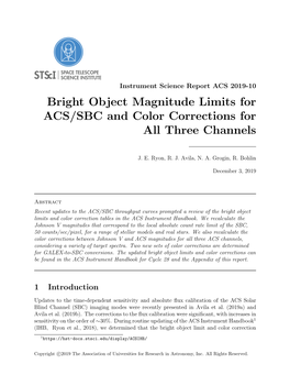 Bright Object Magnitude Limits for ACS/SBC and Color Corrections for All Three Channels