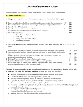 Library Reference Desk Survey