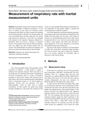 Measurement of Respiratory Rate with Inertial Measurement Units