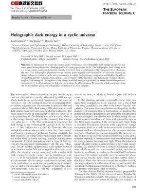Holographic Dark Energy in a Cyclic Universe