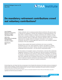 Do Mandatory Retirement Contributions Crowd out Voluntary Contributions?