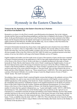 T38 Hymnody in the Eastern Churches