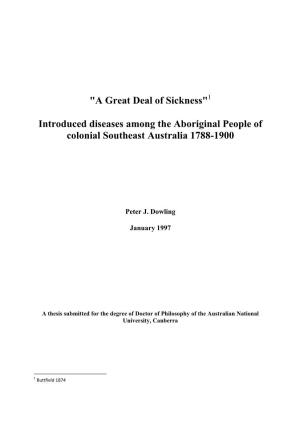 Introduced Diseases Among the Aboriginal People of Colonial Southeast Australia 1788-1900