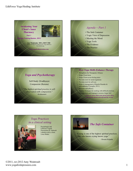 Part 1 Yoga and Psychotherapy Yoga Practices in A