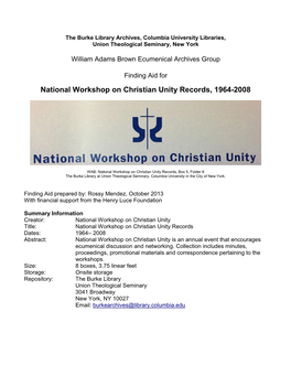WAB: National Workshop for Christian Unity,1964-2008