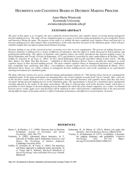 Heuristics and Cognitive Biases in Decision Making Process