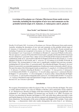 Nuytsia the Journal of the Western Australian Herbarium 22(6): 409–454 Published Online 18 December 2012