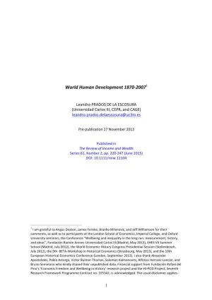 World Human Development 1870-‐20071