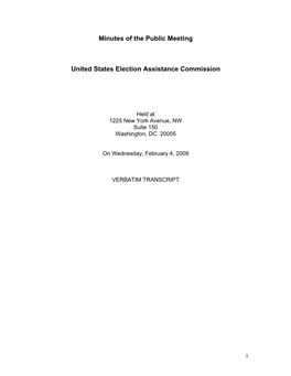 Minutes of the Public Meeting United States Election Assistance