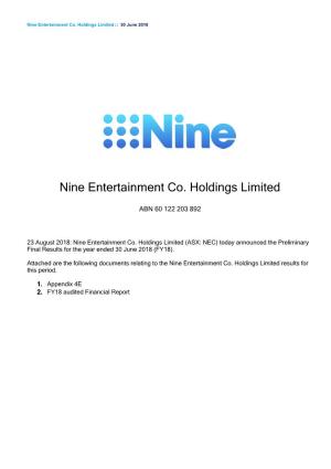 Nine Entertainment Co. Holdings Limited :: 30 June 2018