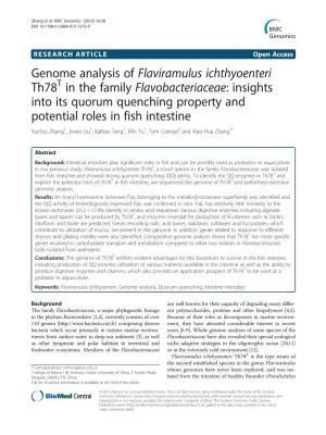 Genome Analysis of Flaviramulus Ichthyoenteri Th78t in the Family