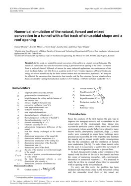 Numerical Simulation of the Natural, Forced and Mixed Convection in a Tunnel with a Flat Track of Sinusoidal Shape and a Roof Opening