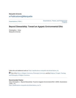 Beyond Stewardship: Toward an Agapeic Environmental Ethic