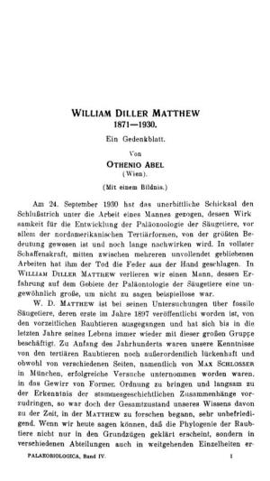 Nachruf William Diller Matthew
