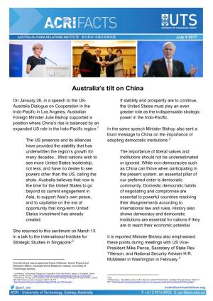 Australia's Tilt on China