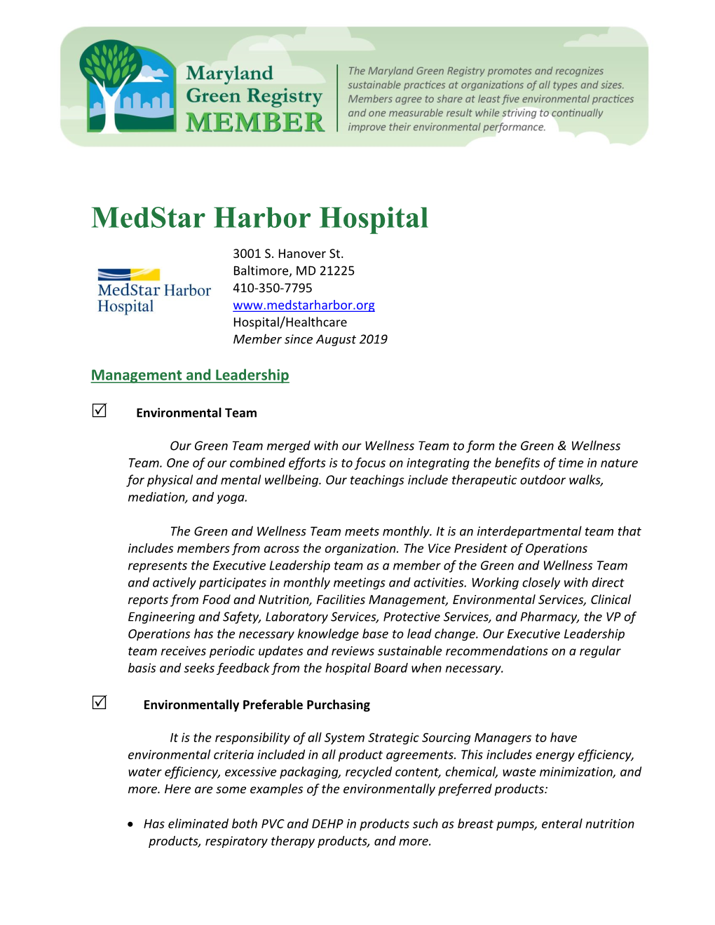 Medstar Harbor Hospital