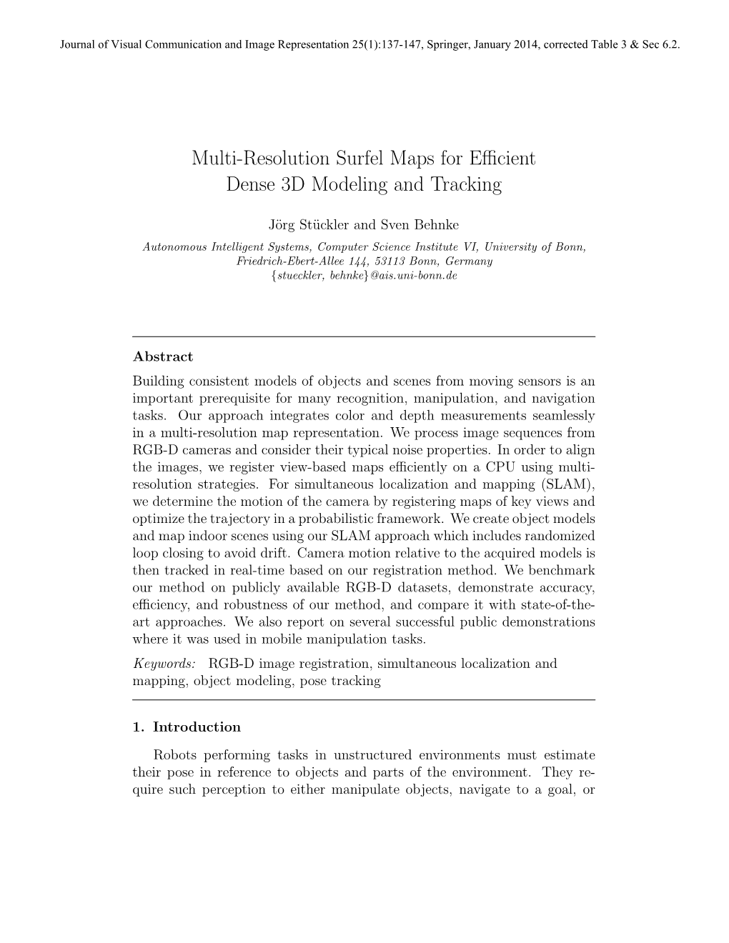 Multi-Resolution Surfel Maps for Efficient Dense 3D Modeling And