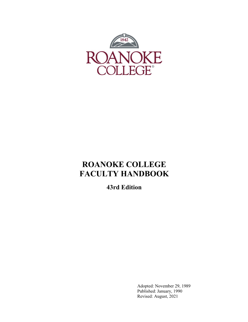 Roanoke College Faculty Handbook