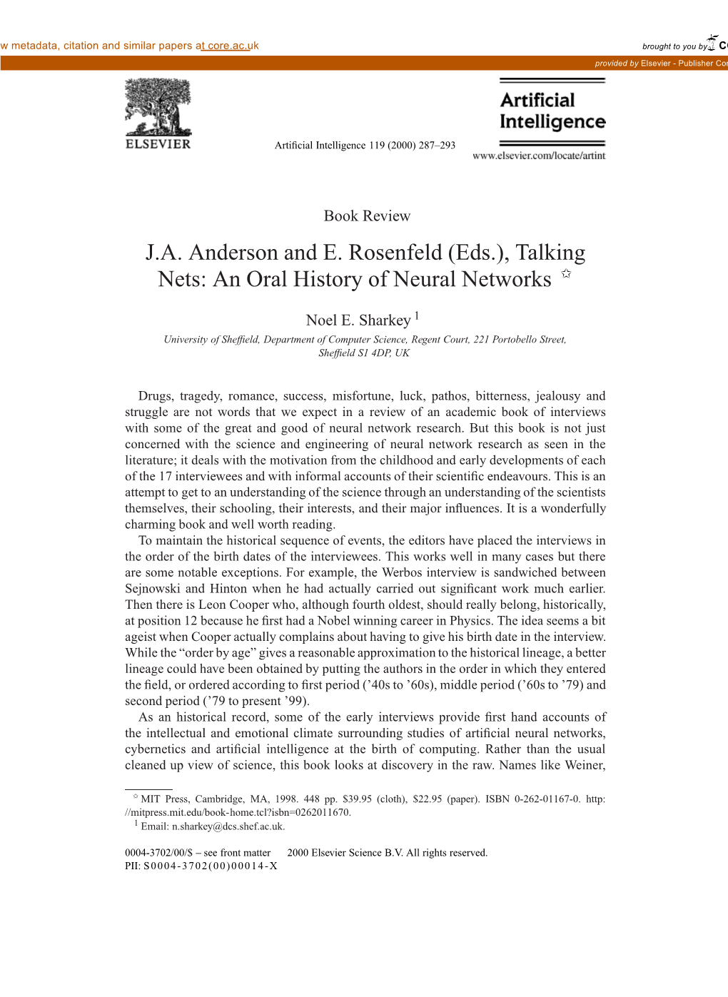 Talking Nets: an Oral History of Neural Networks 6